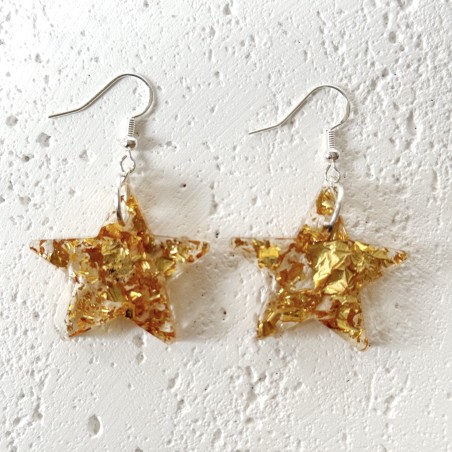 Jazzy Sparkly Purple Star Statement Earrings - Gift Box Included