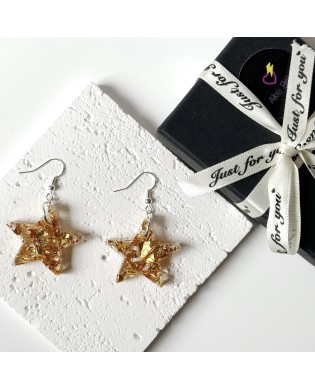 Jazzy Sparkly Purple Star Statement Earrings - Gift Box Included