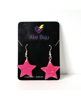 Jazzy Sparkly Purple Star Statement Earrings - Gift Box Included