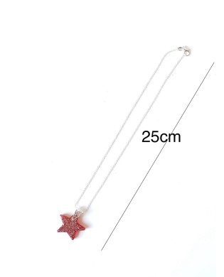 Jazzy Red Star Pendant Silver Sterling Chain Statement Necklace