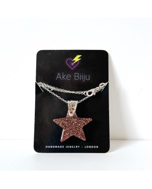 Jazzy Red Star Pendant Silver Sterling Chain Statement Necklace