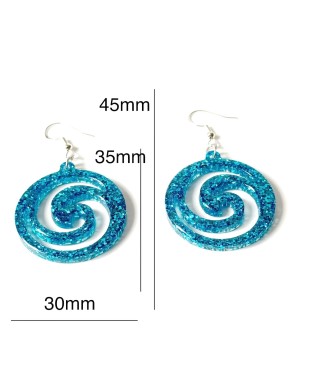 Vibrant Boho Sparkly Blue Metallic Spiral Statement Earrings