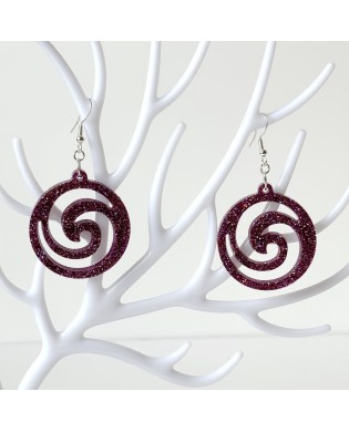 Vibrant Boho Twinkle Purple Spiral Statement Earrings