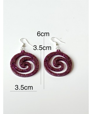 Vibrant Boho Twinkle Purple Spiral Statement Earrings