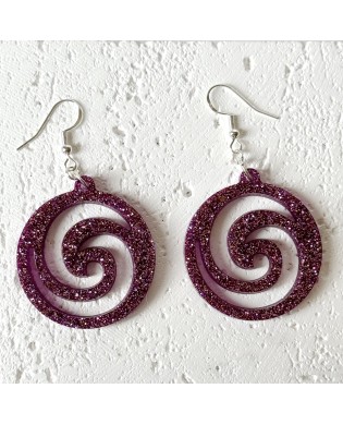 Vibrant Boho Twinkle Purple Spiral Statement Earrings