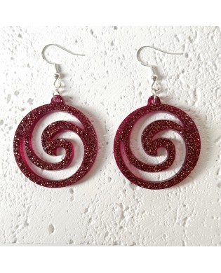 Vibrant Boho Twinkle Red Spiral Statement Earrings