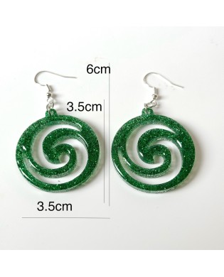 Vibrant Boho Dark Green Spiral Statement Earrings