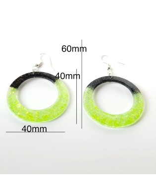 Vibrant Handcrafted Sparkly Vibrant Green & Black Hoops Bold Earrings