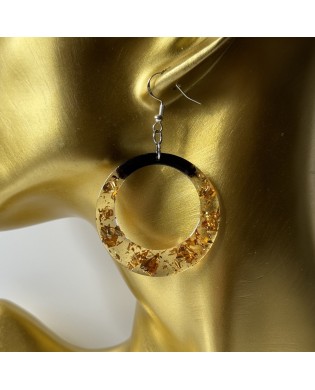 Vibrant Black|Gold Hoops Statement Earrings