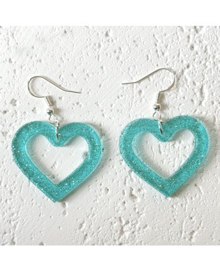 Cute Elegant Twinkle Turquoise Heart Shape Statement Earrings